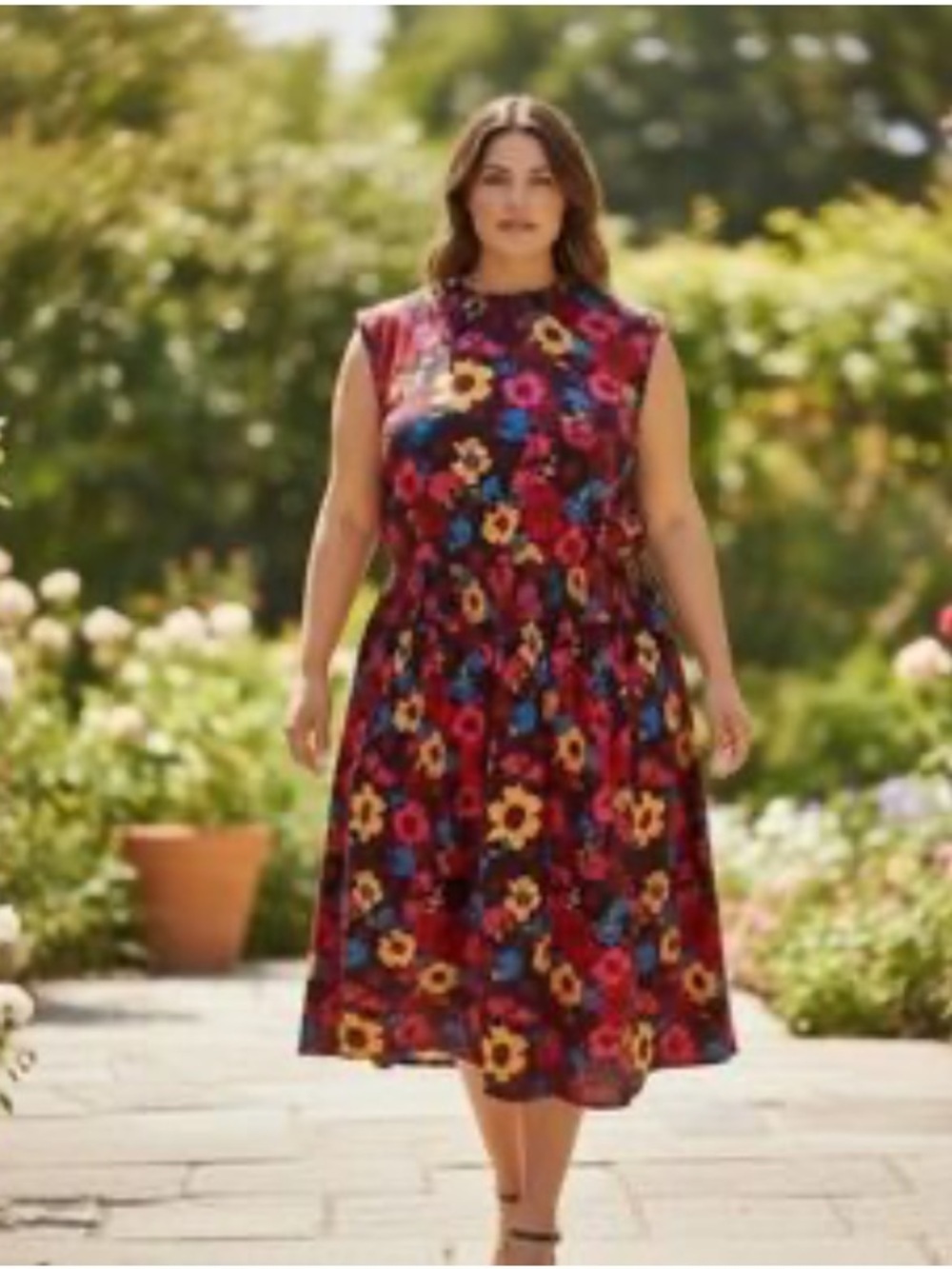 Modcloth Savor The Occasion Floral Sleeveless High Neck A-Line Dress Size 2X - Picture 3 of 9